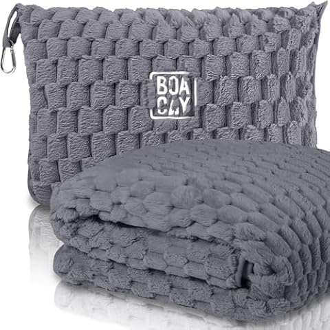 BOACAY Compact Travel Blanket and Pillow Cover