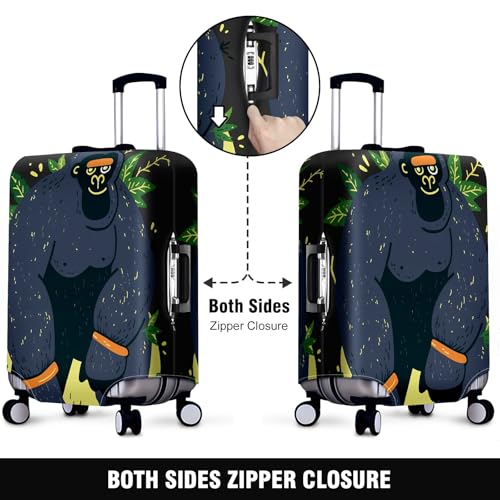 Travel Luggage Cover Suitcase Protector Scratch-Resistant Fit Not Included Suitcase Black Monkey M-22-24in2