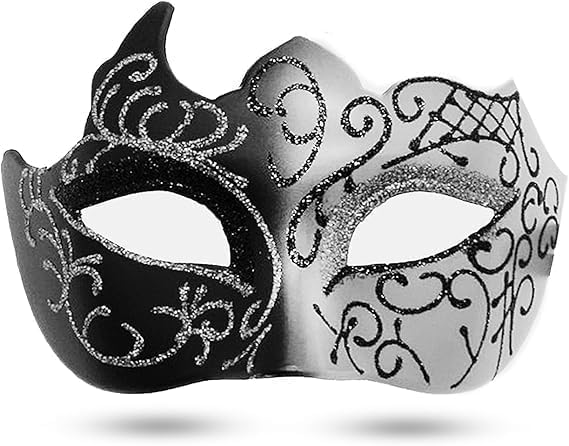 HWZENQZ Masquerade Mask for Men Women Vintage Venetian masquerade masks are used for Halloween carnival and Easter parties. (Silvery)