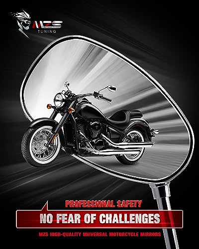 Image of MZS Motorcycle Mirrors Chrome, Universal 10MM 8MM Rear View Side Mirror 360 Degree Adjustable Handlebar Compatible with Street Bike Cruiser Touring Chopper Scooter GY6
