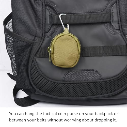 Coin Purse with Zipper, Change Purses Small Organizer Bags Canvas for Home, Coin Purse Keychain Pockets for Waist Pack (Black)3