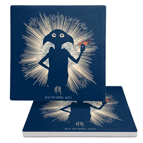 Harry Potter Dobby Snapping Square Ceramic Coasters, Set of 2, 3.9