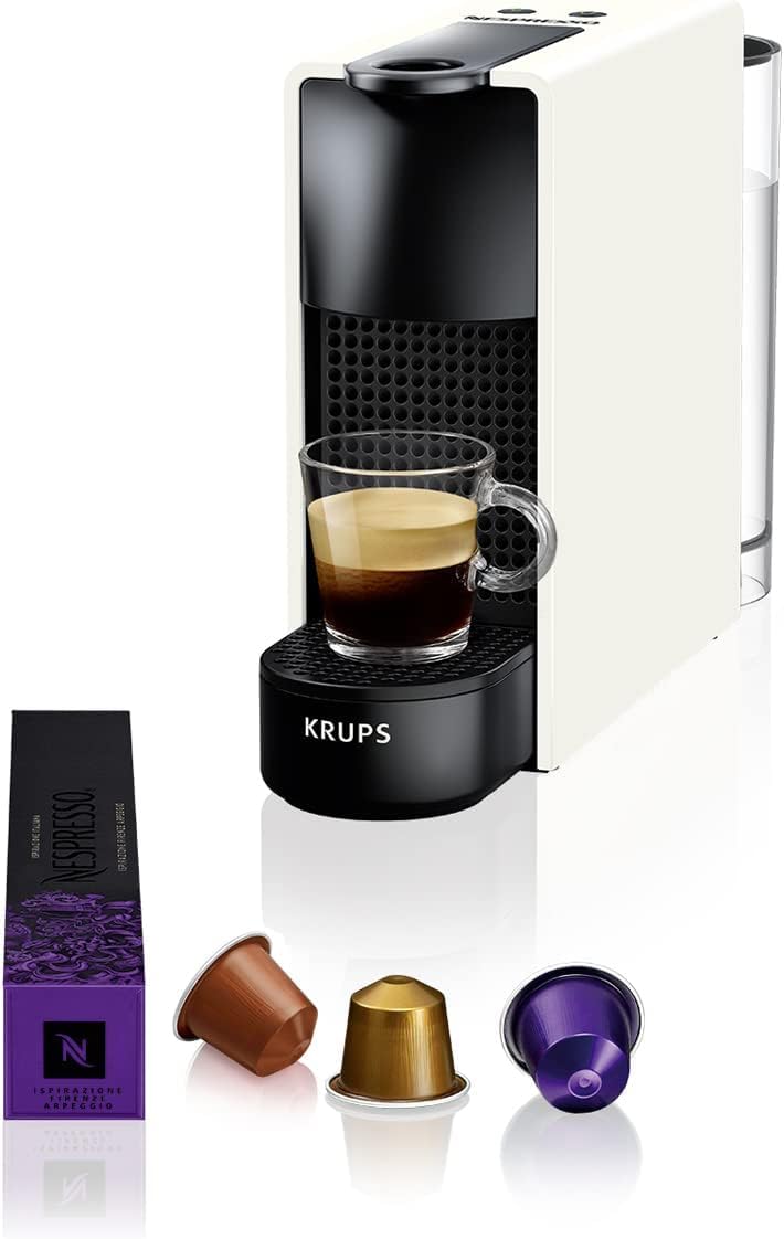 Krups Minimáquina de cápsulas de café NESPRESSO XN1101 Essenza | 1260W | blanco | Filtro de agua 0,7 litros y Siemens BRITA Intenza TZ70033A