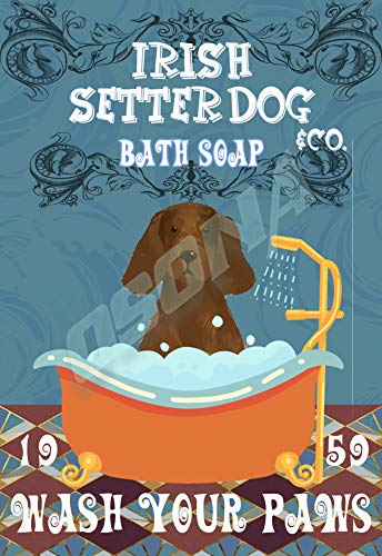 OSONA Irish Setter Dog & Co. Bath Soap Wash Your Pans Retro nostálgico tradicional Rust Color Tin Logo publicidad llamativa decoración de la pared regalo