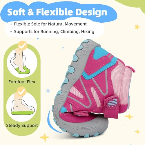 Image of Mishansha Kids Water Resistant Hiking Boots, Boys Girls Anti Collision Anti-Skid Athletic Outdoor Ankle Adventure Trekking Shoes