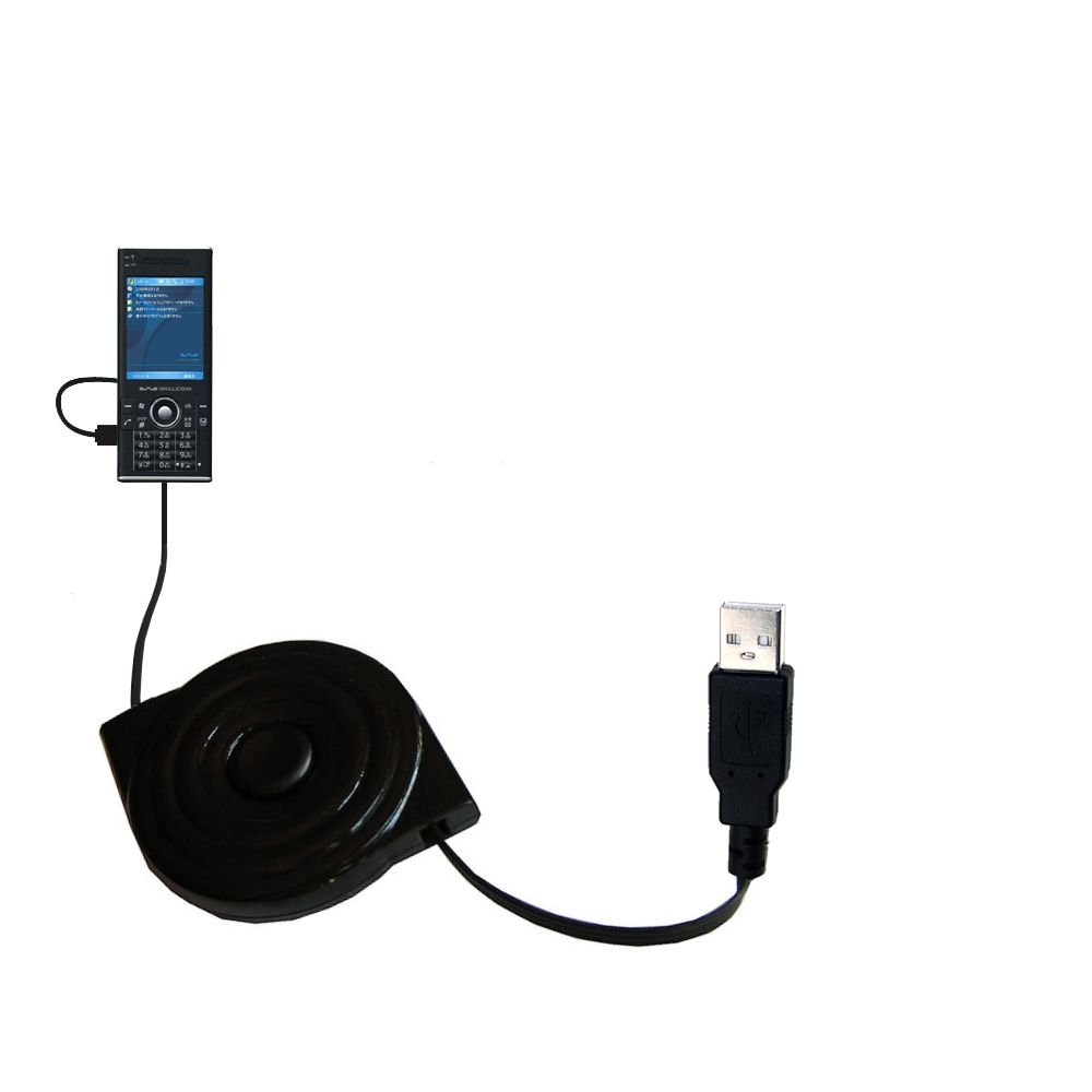 The retractable USB charging / transfer cable for the Sharp Willcom WS003SH – offers two services in one: charging and data transfer