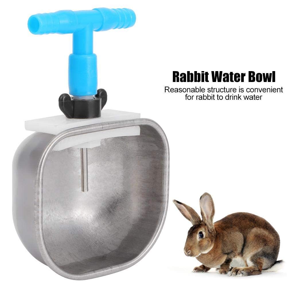 5 Stück Kaninchen Wasserschalen Edelstahl Automatische Kaninchen Trinker Nippel Trinkschale Waterer Farm Zubehör(Große Schüssel)
