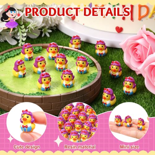 Image of 50 Pcs Princess Ducks Toy Figures, Mini Resin Ducks Bulk | Tiny Duck Figurine Dress up Game Toy for Party Favors (Princess Duck)
