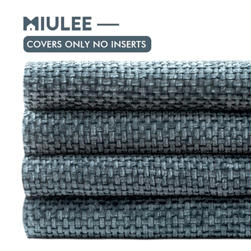 Image of MIULEE Pack of 4 Couch Throw Pillow Covers 20x20 Inch Navy Blue Soft Decorative Chenille Pillow Covers Farmhouse Accent Cushion Covers for Boho Home Decor Sofa Bedroom Living Room