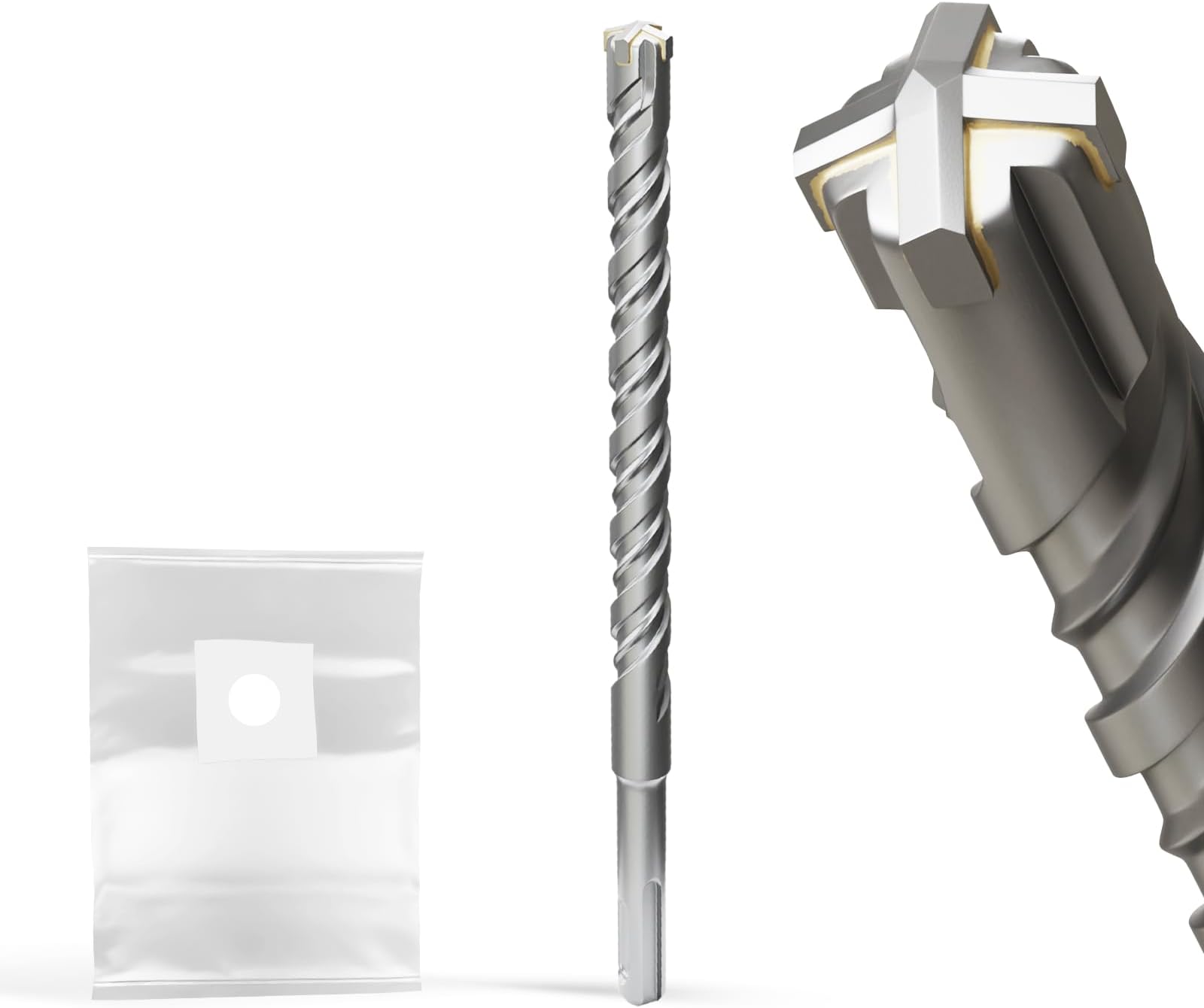 – SDS Plus Masonry Drill Bits 14mm x 210mm, Professional Tungsten Carbide Cross Tip, Long SDS Hammer Drill Bits for Wall, Stone, Concrete, Brick