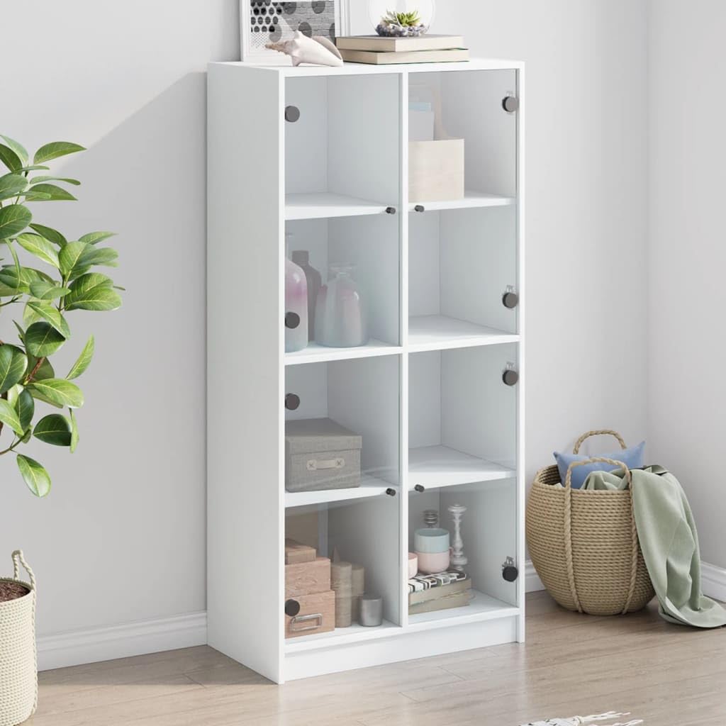 Meuble de rangement blanc et bois d'ingénierie buffet 68x37x142 cm pour salon