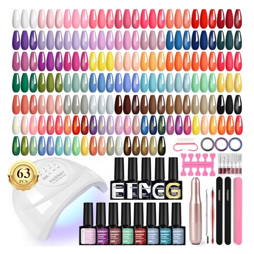 PHOENIXY 63 Pcs Gel Nail Polish Kit