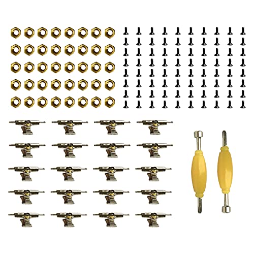 EBCO 20x Trucks & 80x Screws & 40x Nuts & 2X Spanner Tool for 96mm Finger Skateboard Wooden Deck Parts Kit