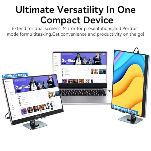 Image of 15.6 Inch Touchscreen Portable Monitor, FHD 1080P IPS Full Function USB-C Ultra Slim Travel Screen, Portable Display w /Speakers & VESA Mount for Laptop Mac PC Phone PS4 PS5 Switch