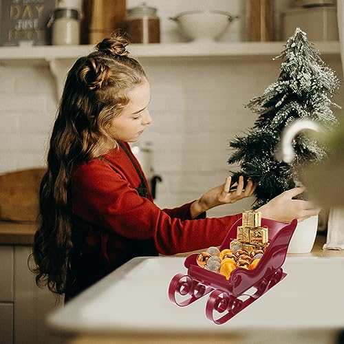 Traîneau de Noël STOBOK rouge 28cm incassable pour décorer sans risque de casse - 6