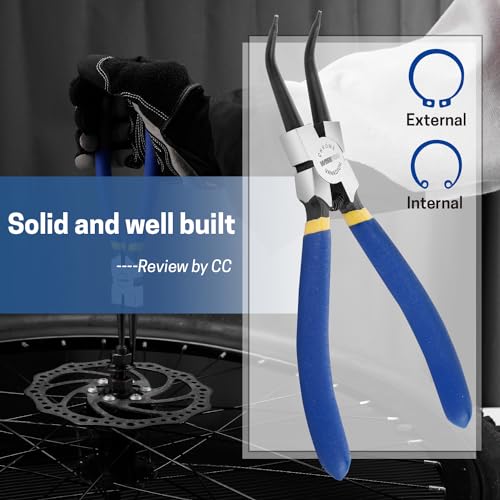 Image of 7 inch Internal Snap Ring Pliers with 45-Degree Bent Jaw, Cr-V Steel | Circlip Pliers for Retaining Ring Removal and Installation