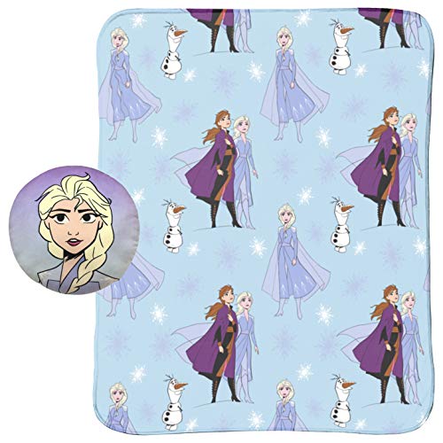 Jay Franco Disney Frozen 2 40" x 50" Blanket, Kids Super Soft 2 Piece Nogginz Set Featuring Elsa, Anna, Olaf (Official DisneyProduct)