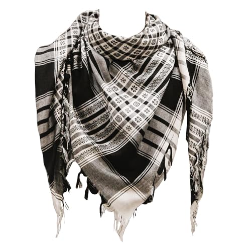 Image of Cotton Shemagh Keffiyeh Scarf - Lightweight Tactical Desert Head Neck Wrap, Sun Protection Outdoor Scarf for Summer Hiking