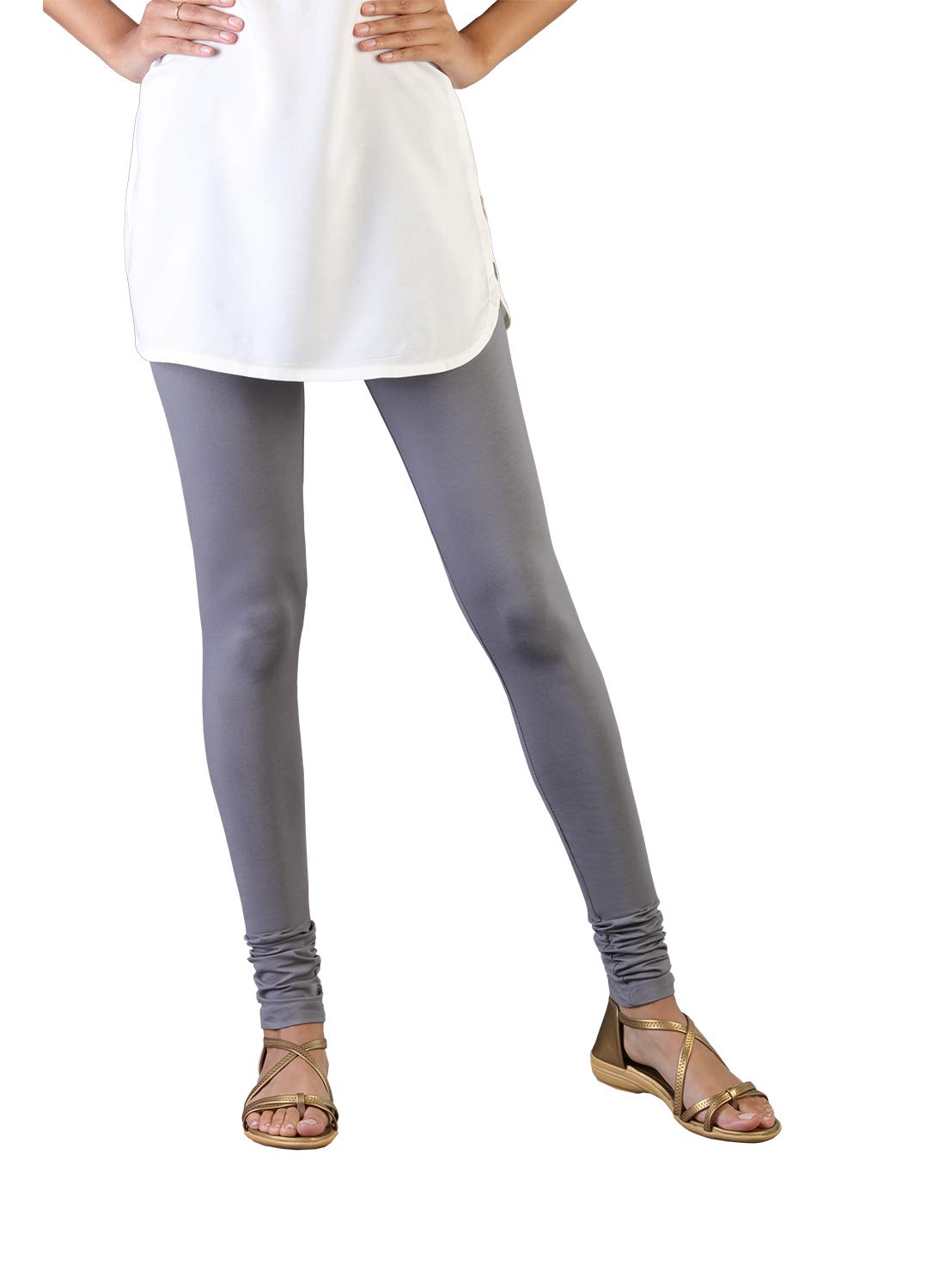 TWIN BIRDS Tailored Cut & Classic Fit Super Stretchable Anthrazite Grey Coloured Cotton Elastane Fabric Churidar Leggings for Women - (L) - Image 2 thumbnail