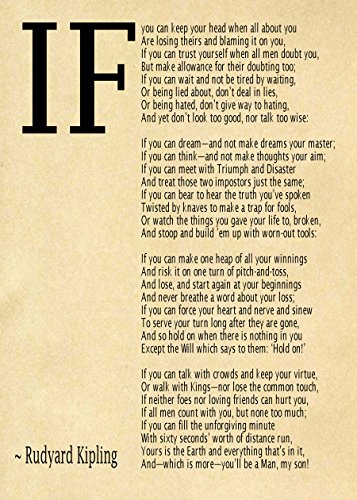 Póster del poema IF de Rudyard Kipling con efecto pergamino para pared (30x40 cm)