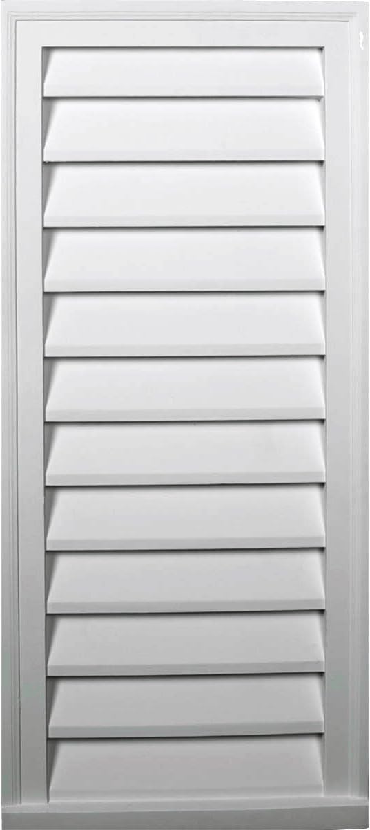 Ekena Millwork 16"W x 30"H Rectangle Urethane Gable Vent Louver, Non-Functional, Factory Primed White