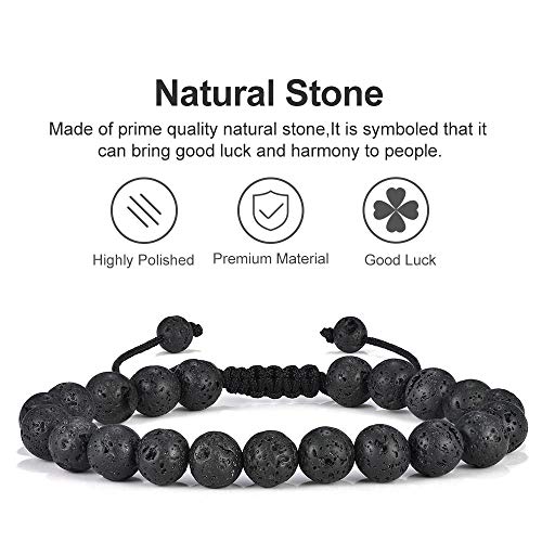Lava Rock Bracelets For Men Gifts, 8Mm Lava Rock Stone Mens Bracelet Adjustable Yoga Bead Mens Anxiety Bracelet Aromatherapy Essential Oils Bracelets For Mens Jewelry Birthday Gifts For Men Dad Boys #TOP3