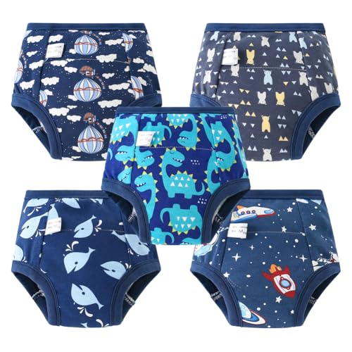 Aolso Töpfchen-Trainingshosen, 5PCS Baby-Kleinkind-Trainingshosen, Kinder Töpfchen Trainingshose für Mädchen Jungen, 100% Baumwolle, Waschbar und Wiederverwendbar (Kantenumwickelte, Stil A -100)