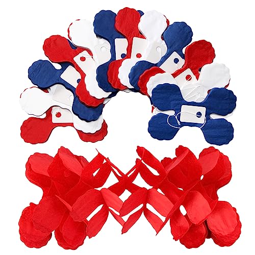 Image of Fourth-4th of July Memorial-Day Party-Decorations - 157FT Red White Blue Patriotic Streamers Garland,Graduation Four-Leaf Clover Hanging Banner,Independence American Birthday Decor Hugtmr