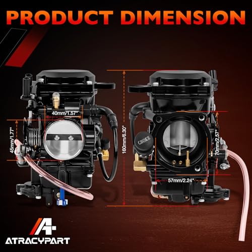 Image of CV40 Carburetor Compatible with Harley Davidson Sportster 883 1200 (1988-2006), Softail (1988-2017), Dyna /FXR (1988-2016) & Touring (1988-2016), Replaces 27421-99, with Choke Cable, Black Cover