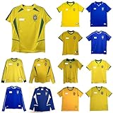 復古ユニフォーム 1997-2014 ブラジル ユニフォーム ホーム アウェイ 復古版 練習着 訓練服 ワールドカップチャンピオン 吸汗 速乾 通気性 速乾性 ジャージ着 快適 男女兼用 非公式 (M,2002ホーム)