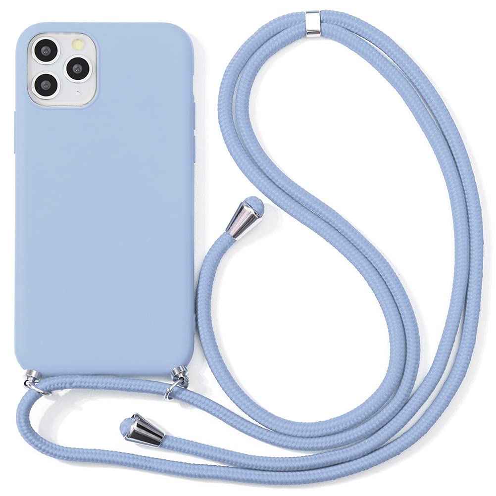 Yoedge Funda Con Cuerda Para Apple IPhone 12/12 Pro 6,1",Púrpura Claro TPU Silicona Mate Lindo Dibujos Animados Case Con Colgante Ajustable Correa De Cordón Cárcasa Para IPhone 12 Pro,Cocodrilo