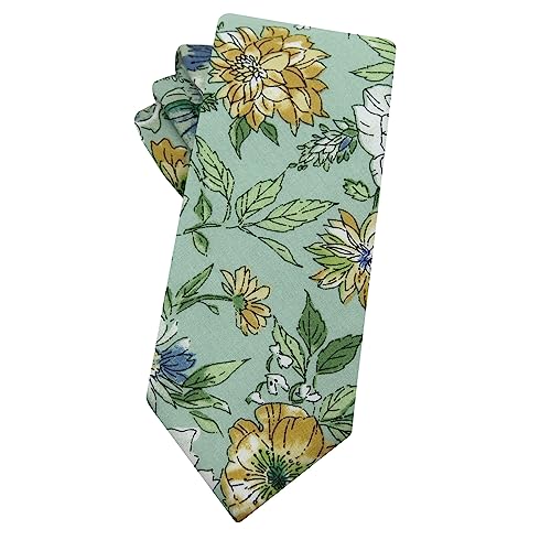 Image of Mantieqingway Men's Cotton Floral Neck Tie 2.56'' Printed Skinny Tie