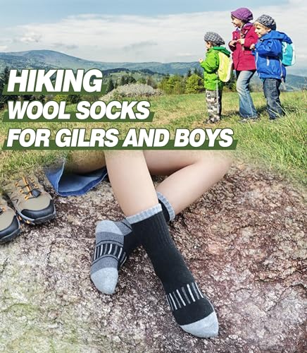 Kids Merino Wool Hiking Socks Boys Girls Toddlers Thermal Winter Warm Boot Thick Cushion Socks 6 Pairs2