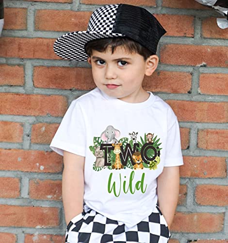 Two wild safari animals jungle zoo 2nd second birthday shirt two wild shirt two wild birthday boy 2nd birthday shirt boys wild shirt (3 T)4
