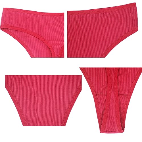 Image of High Waisted Cotton Thongs Underwear For Women Breathable Sport Athletics Panties High Rise Plus Size Multipack