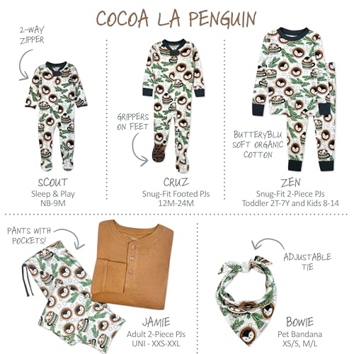 Image of Butterblu Family Jammies Matching Holiday Christmas Pajama Sets | GOTS Certified Organic Cotton for Baby, Toddler, Kids, Adults, and Pets, with Pockets, Perfect for Family Photos