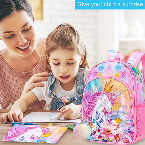 Ccjpx 3Pcs Unicorn Backpack For Girls, 16”Kids Preschool Sequin Bookbag And Lunch Box For Kindergarten Elementary #TOP5