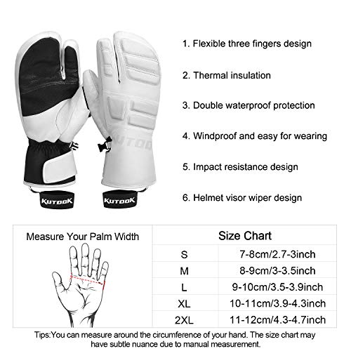 Gants de snowboard imperméables à isolation Thinsulate blanche XL - 6