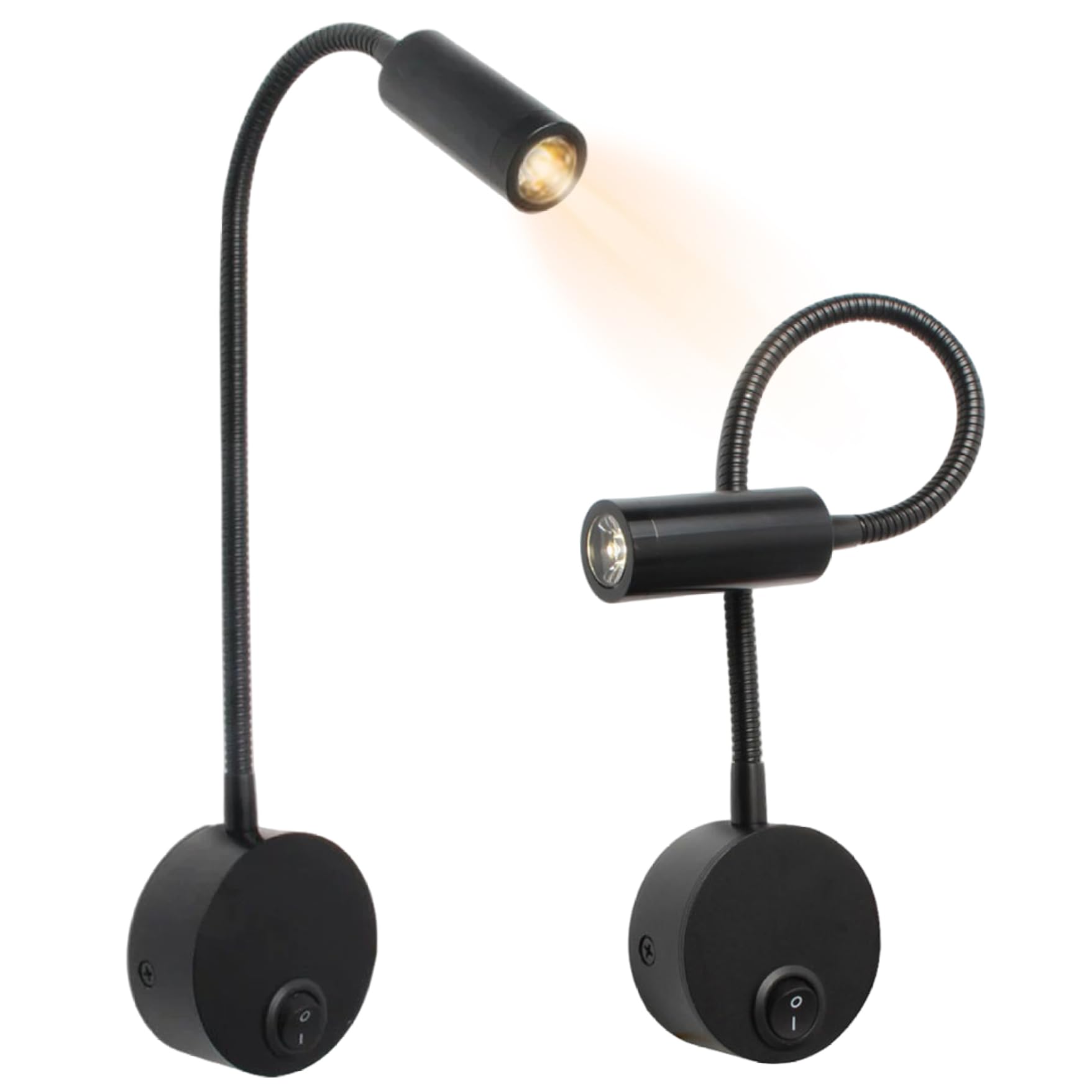 Hbbgdiy Black 2Pcs Wall Mounted Reading Light, 3W White Led Bedside Reading Light With Flexible Gooseneck, Plug In Headboard Lamp For Bedroom, Hotel, Office.