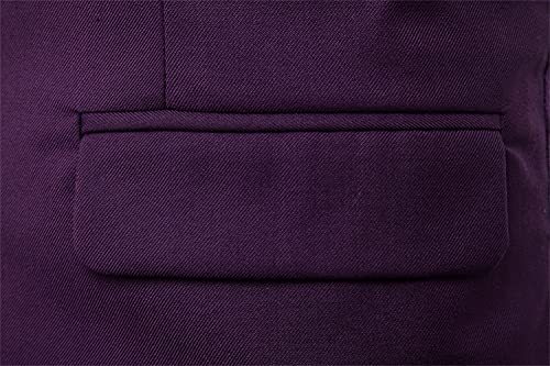 Men's Slim Fit Business Dress Suit Vests Premium Wool Waistcoat Prom Wedding Tuxedo Button Square Set Business Vest (Purple,X-Large)4