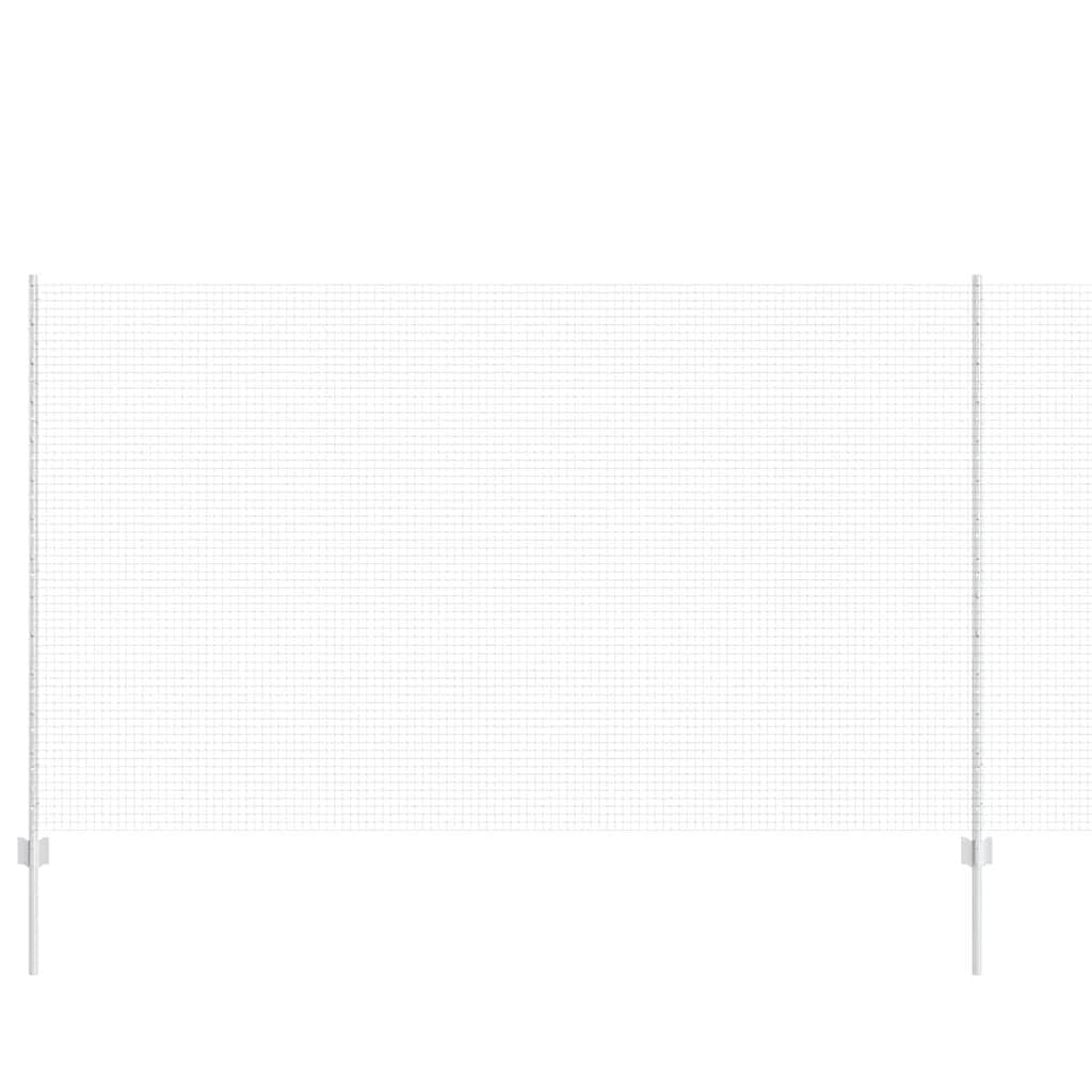Fence with Post Silver 1.4 x 50 m Steel Garden Privacy Screen Panel Outdoor Fence Roll for Yard Terrace Boundary Security