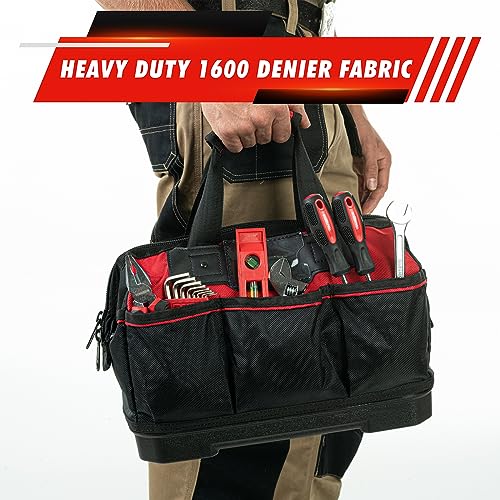 ToughHub 14 Inch Tool Bag, Heavy Duty Tool Bag, 1680 Denier Water Resistant, Hard Base, Wide Mouth, Multiple Pockets - Image 2