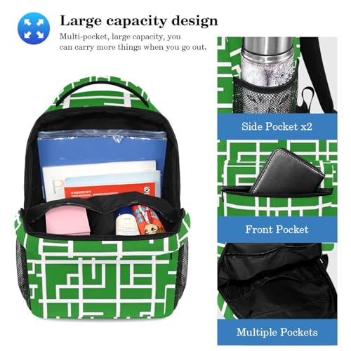 Sac à dos tendance motif géométrique vert multicolore avec trousse ado