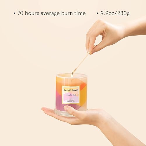 Miniatura 5 de LA JOLIE MUSE Velas de otoño, vela de calabaza, velas de calabaza Chai, velas de lujo para mujer, cera de soja natural, 75 horas de tiempo de