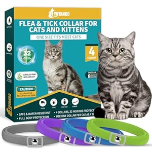4 Pack Flea Collar for Cats, Cat Flea and Tick Collar 8 Months Cat Flea Collar Treatment Prevention, Adjustable Waterproof Cat Flea Collar Kitten Natural Tick and Flea Collar for Cat 4 Color