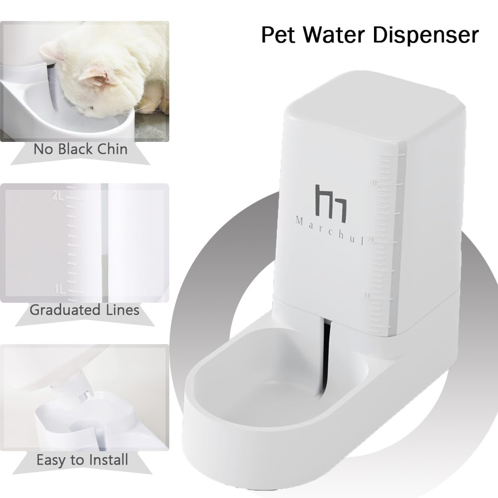 Marchul Dispenser Cibo Gatti, Cani, Alimentatore Automatico, 2 Unità, 3.8L, Dispenser di Crocchette e Acqua per Animali Domestici (alimentatore+abbeveratoio+tappetino)