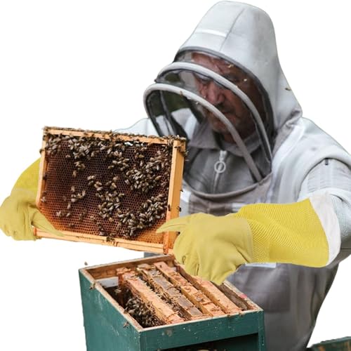 Guantes de apicultor ventilados amarillos para el cuidado seguro del colmenar