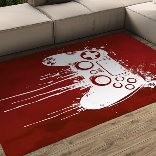 Tapis Gamer Rouge Antidérapant pour Protéger le Sol de Chambre - 2