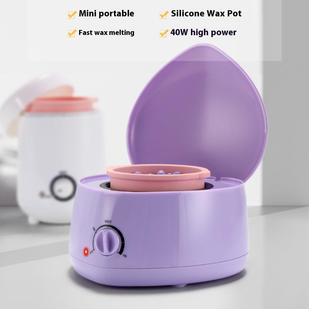 Mini calentador de cera para depilación de 200 ml, calentador de cera portátil con olla de silicona, calentamiento rápido, temperatura ajustable, adecuado para uso doméstico, bikini y depilación