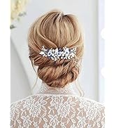 Brishow Bride Wedding Hair Vine Silver Flower Bridal Hair Piece Blue Crystal Hair Accessories for...